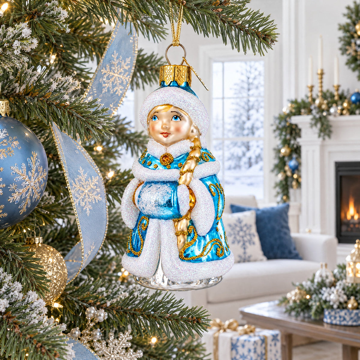 Snigurochka Snow Maiden Glass Christmas Ornament