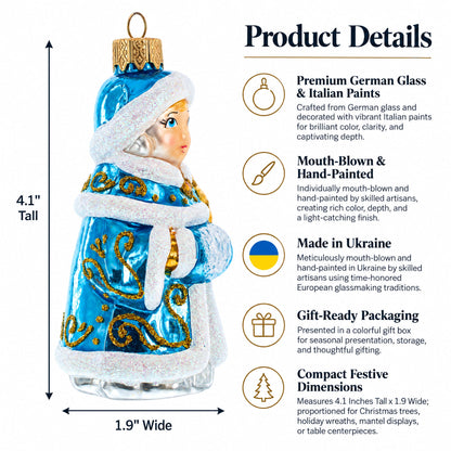 Snigurochka Snow Maiden Glass Christmas Ornament