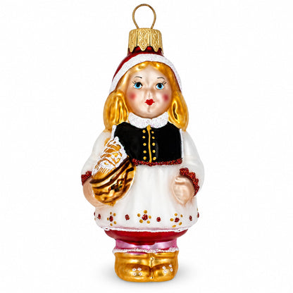 Red Riding Hood Glass Christmas Ornament