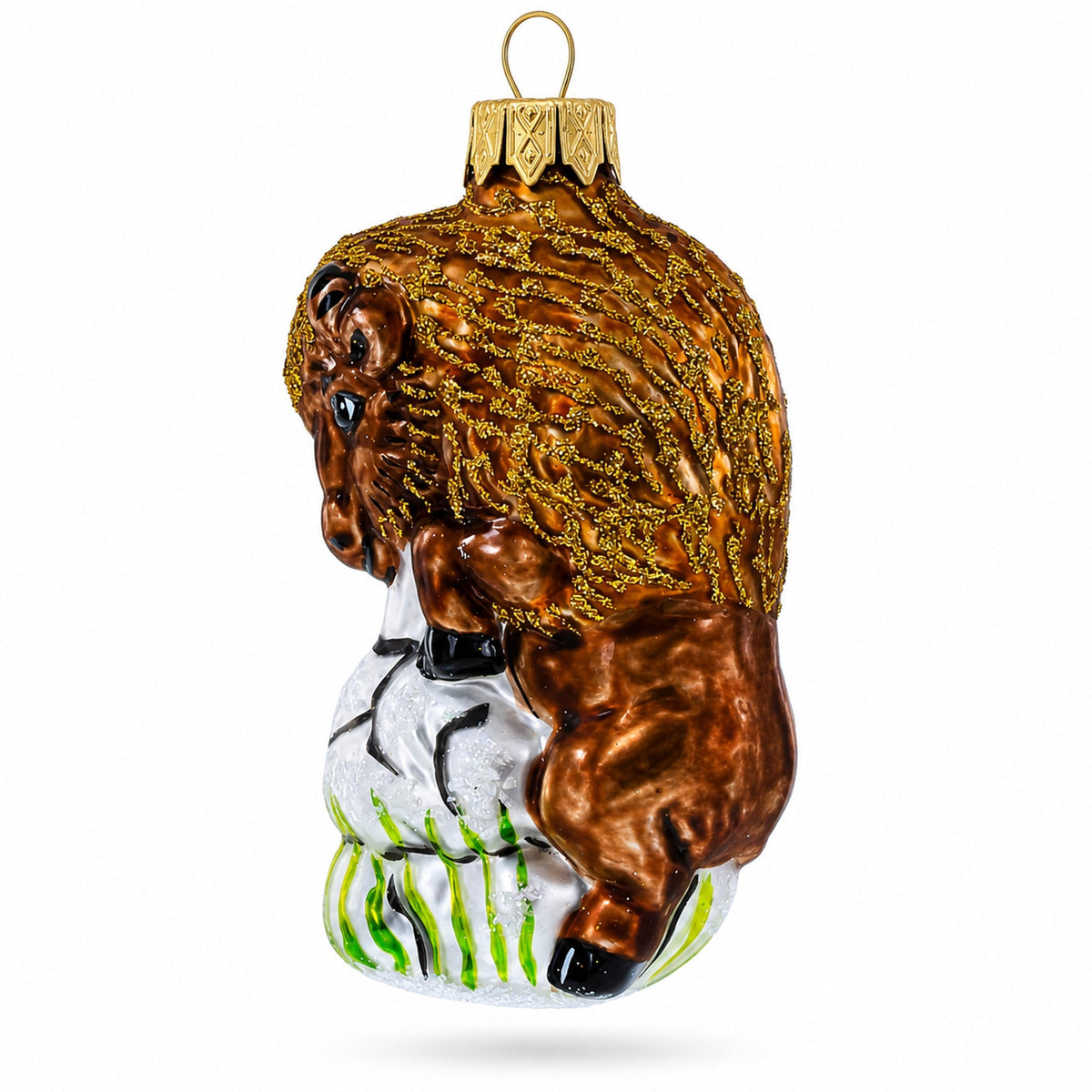 Bison Glass Christmas Ornament