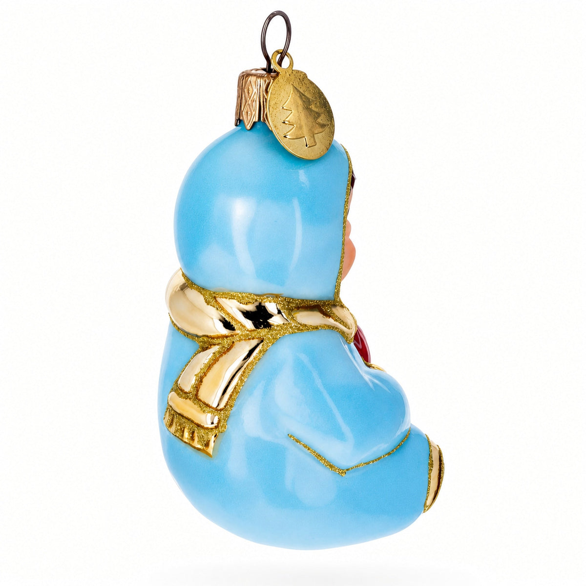Toddler Boy in Blue Glass Christmas Ornament