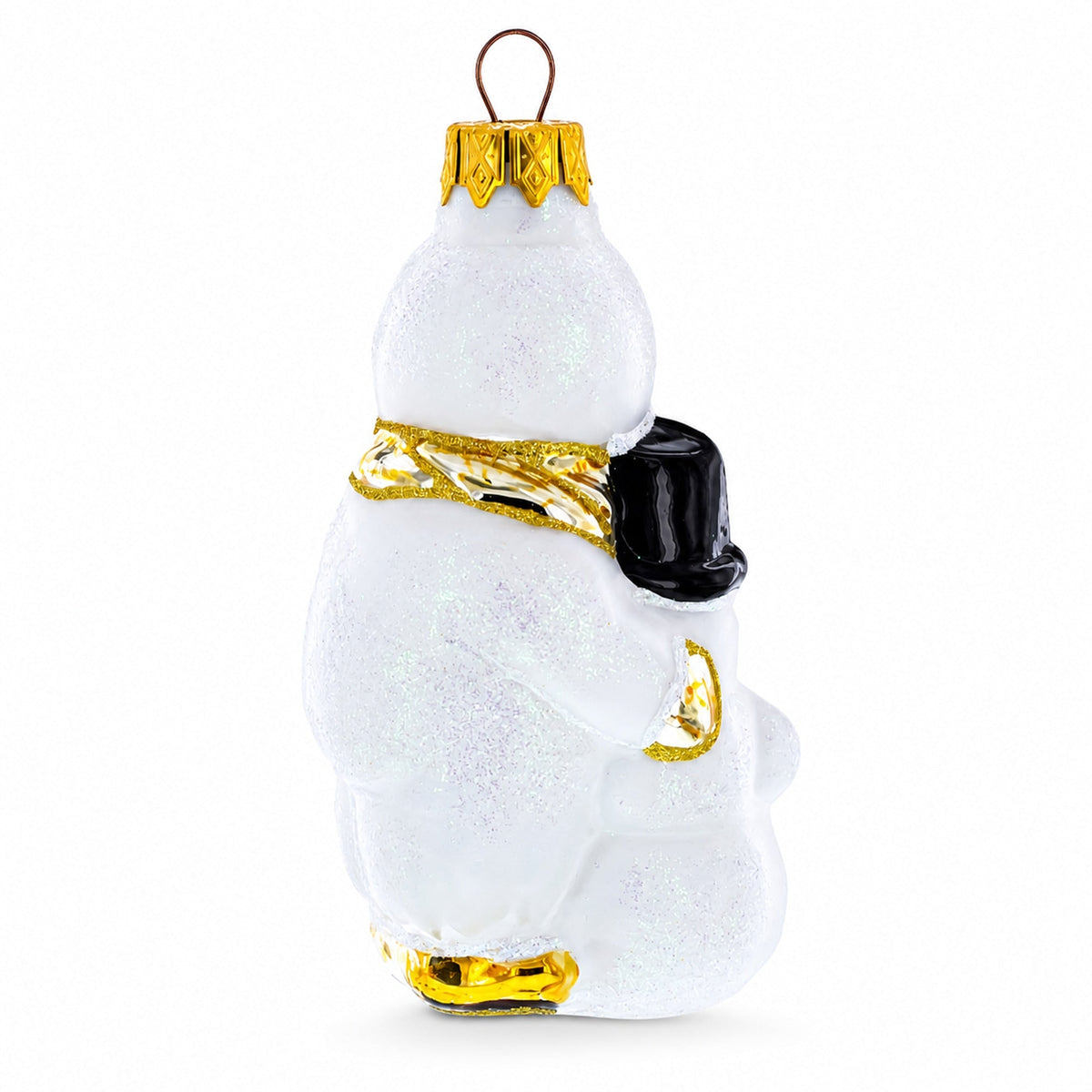 Toddler Hugging Snowman Glass Christmas Ornament