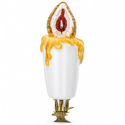 Candle Clip on Glass Christmas Ornament