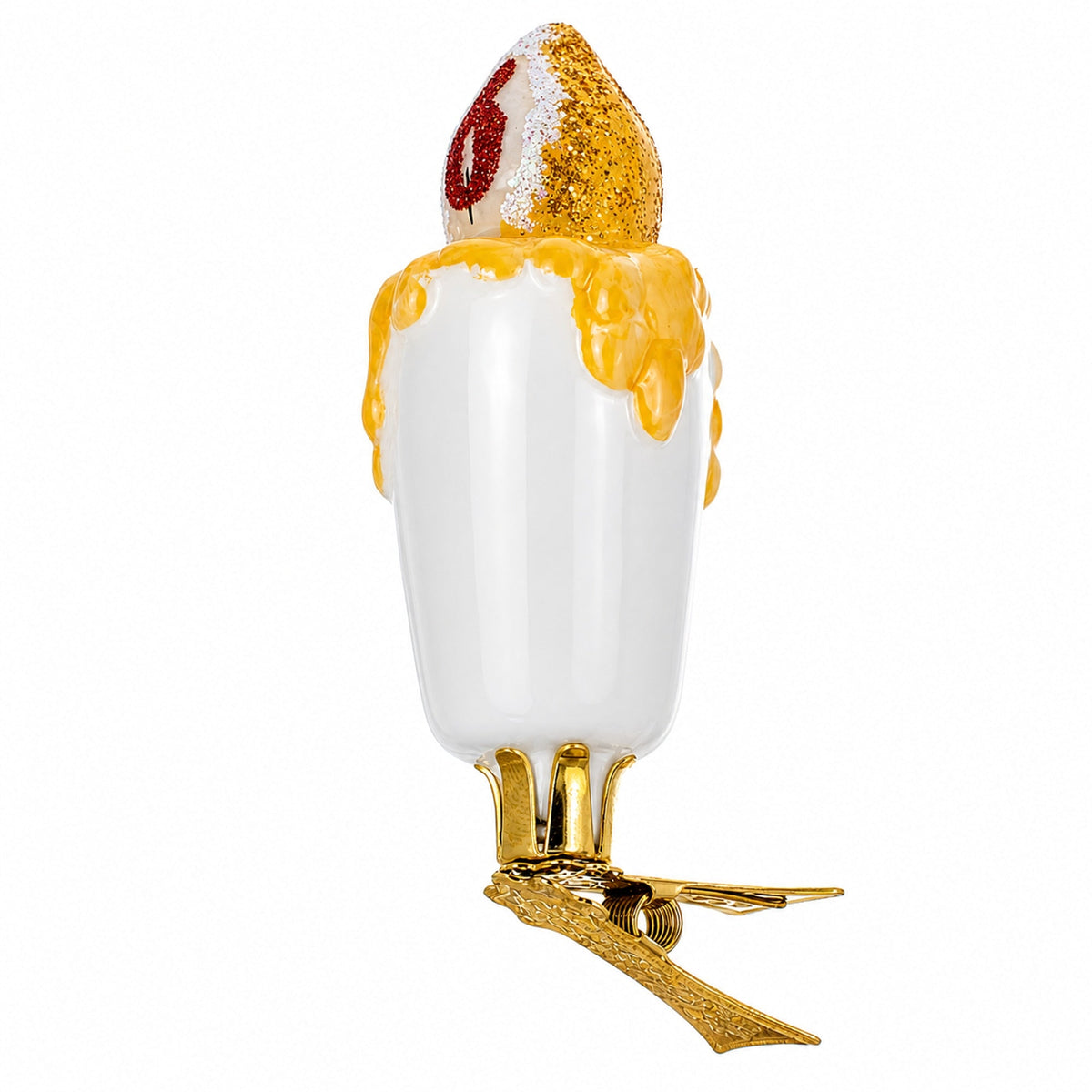 Candle Clip on Glass Christmas Ornament
