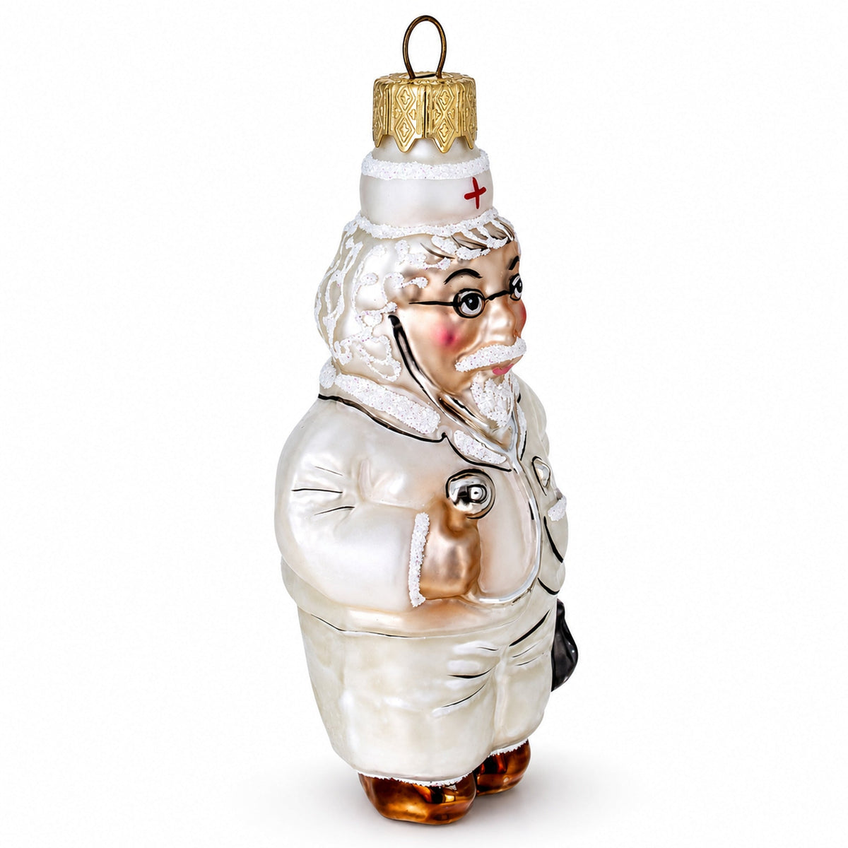 Doctor with Stethoscope Glass Christmas Ornament