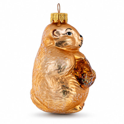 Otter Holding a Log Glass Christmas Ornament
