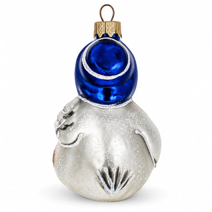 Mother Goose with Ducklings Glass Christmas Ornament