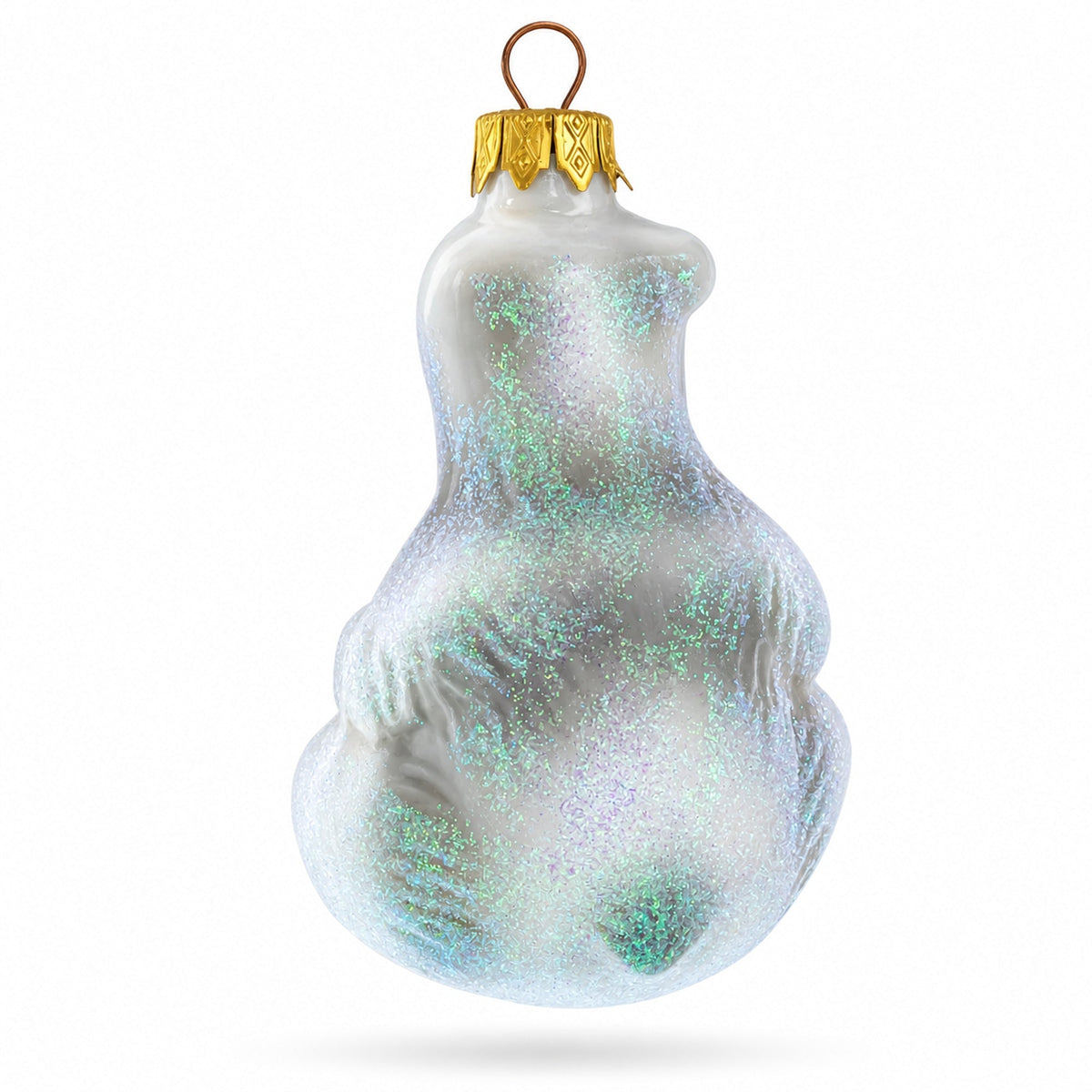 Mother Bear with Cub Glass Christmas Ornament