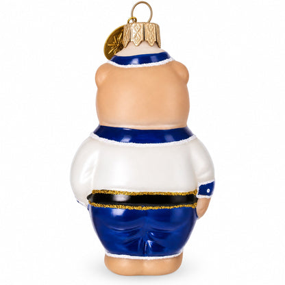 Sailor Bear with Binoculars Glass Christmas Ornament