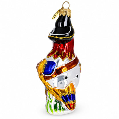 Pirate Parrot Glass Christmas Ornament