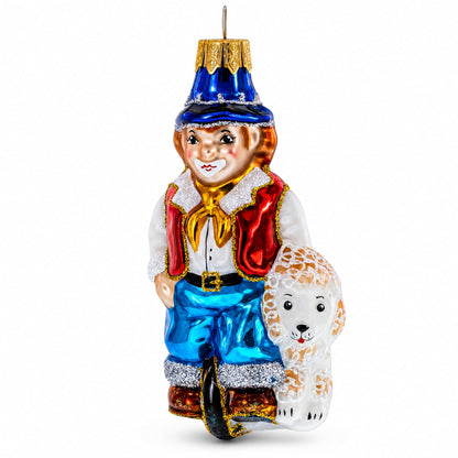 Clown Riding Wheel Glass Christmas Ornament