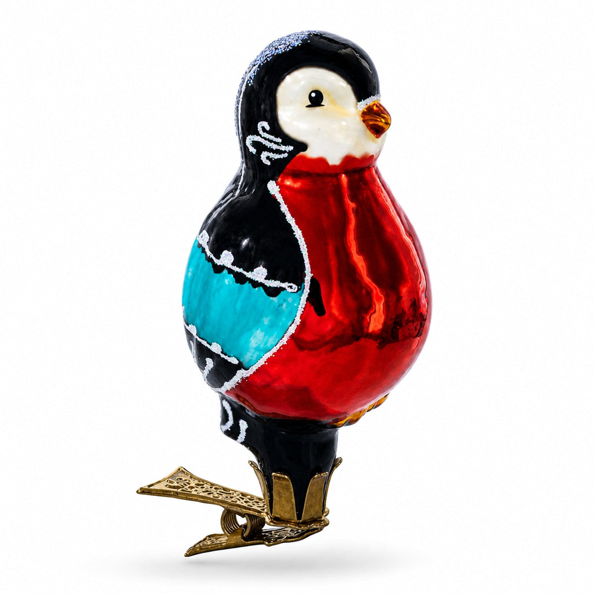 Red-Breasted Songbird Clip-on Glass Christmas Ornament