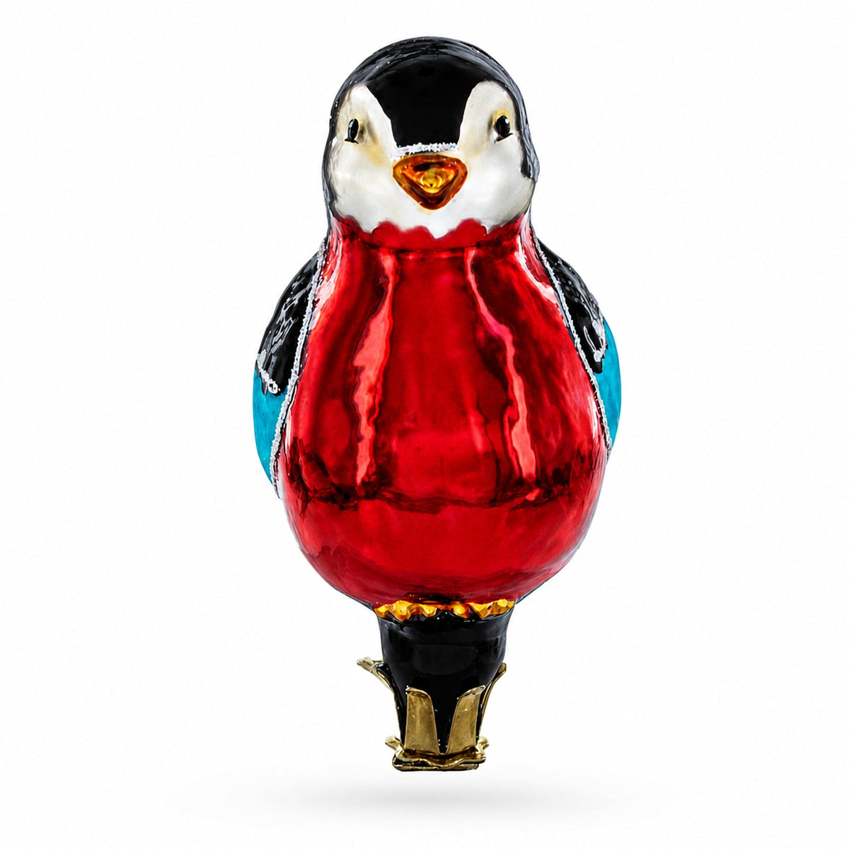 Red-Breasted Songbird Clip-on Glass Christmas Ornament