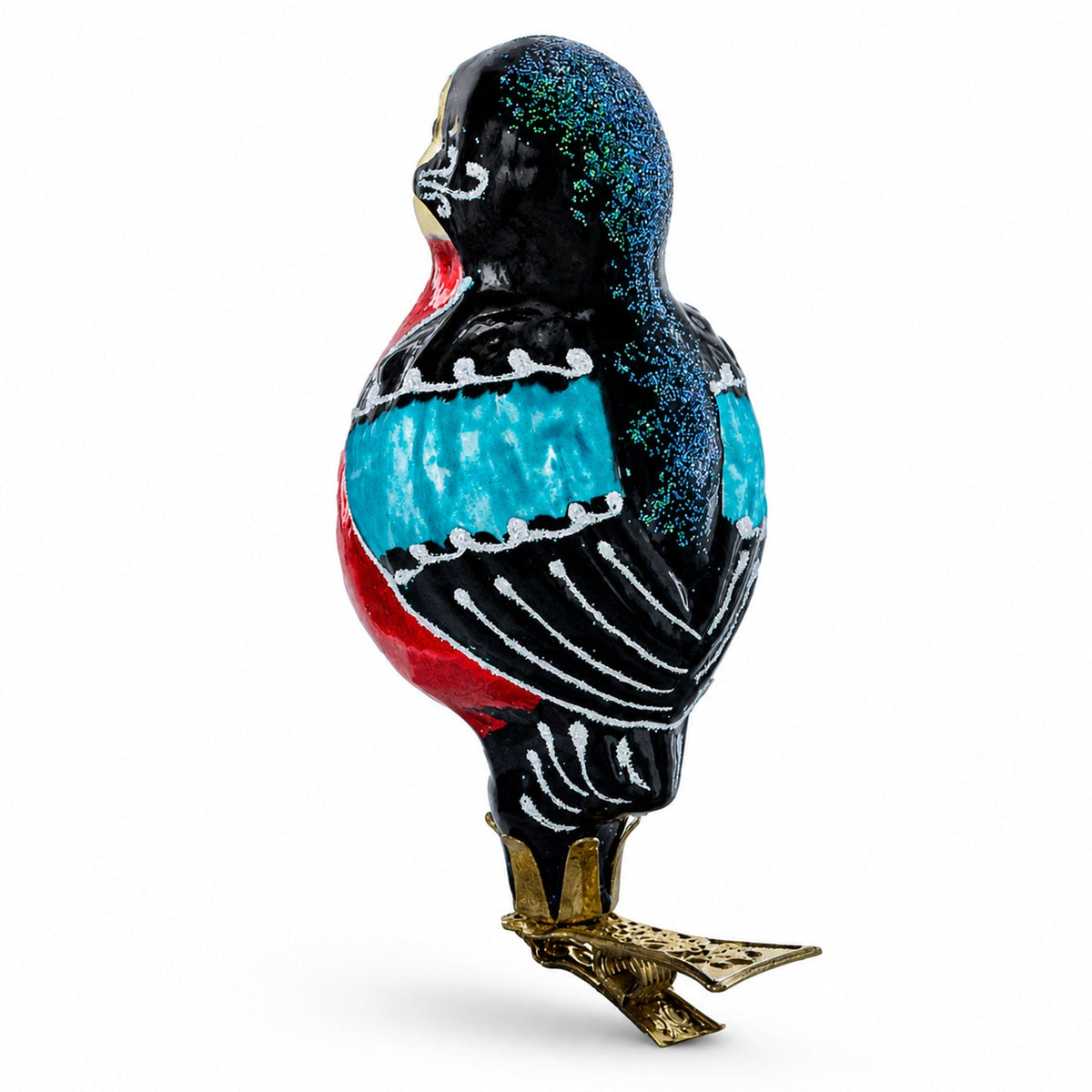 Red-Breasted Songbird Clip-on Glass Christmas Ornament