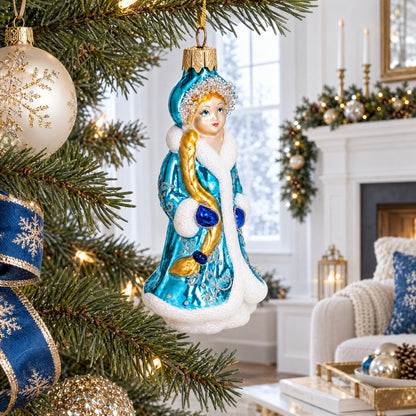 Snegurochka Snow Maiden Glass Christmas Ornament
