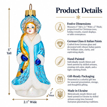 Snegurochka Snow Maiden Glass Christmas Ornament