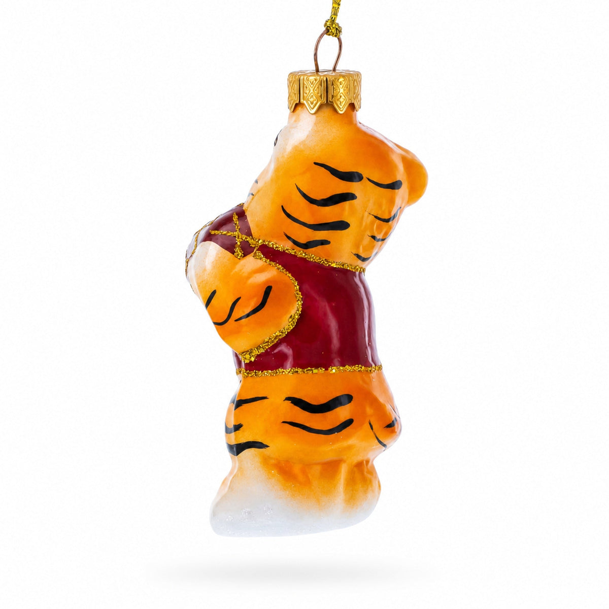 Tiger Cub with Ball Glass Christmas Ornament