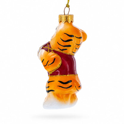 Tiger Cub with Ball Glass Christmas Ornament