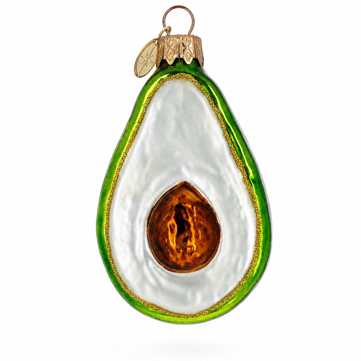 Shiny Avocado Glass Christmas Ornament