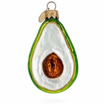 Shiny Avocado Glass Christmas Ornament