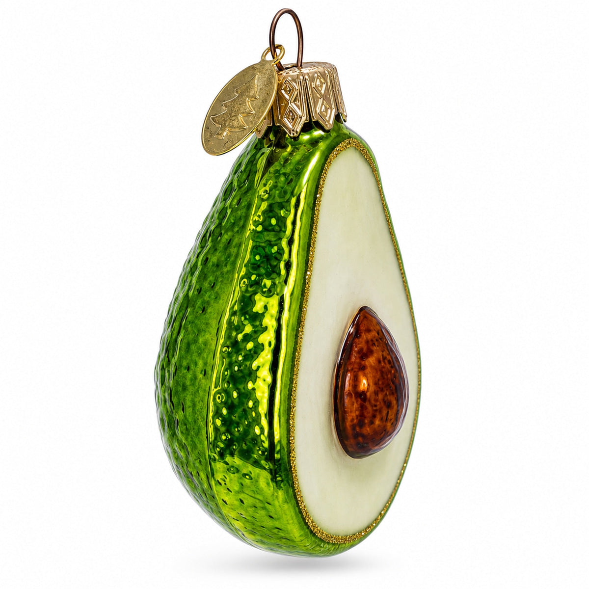 Shiny Avocado Glass Christmas Ornament
