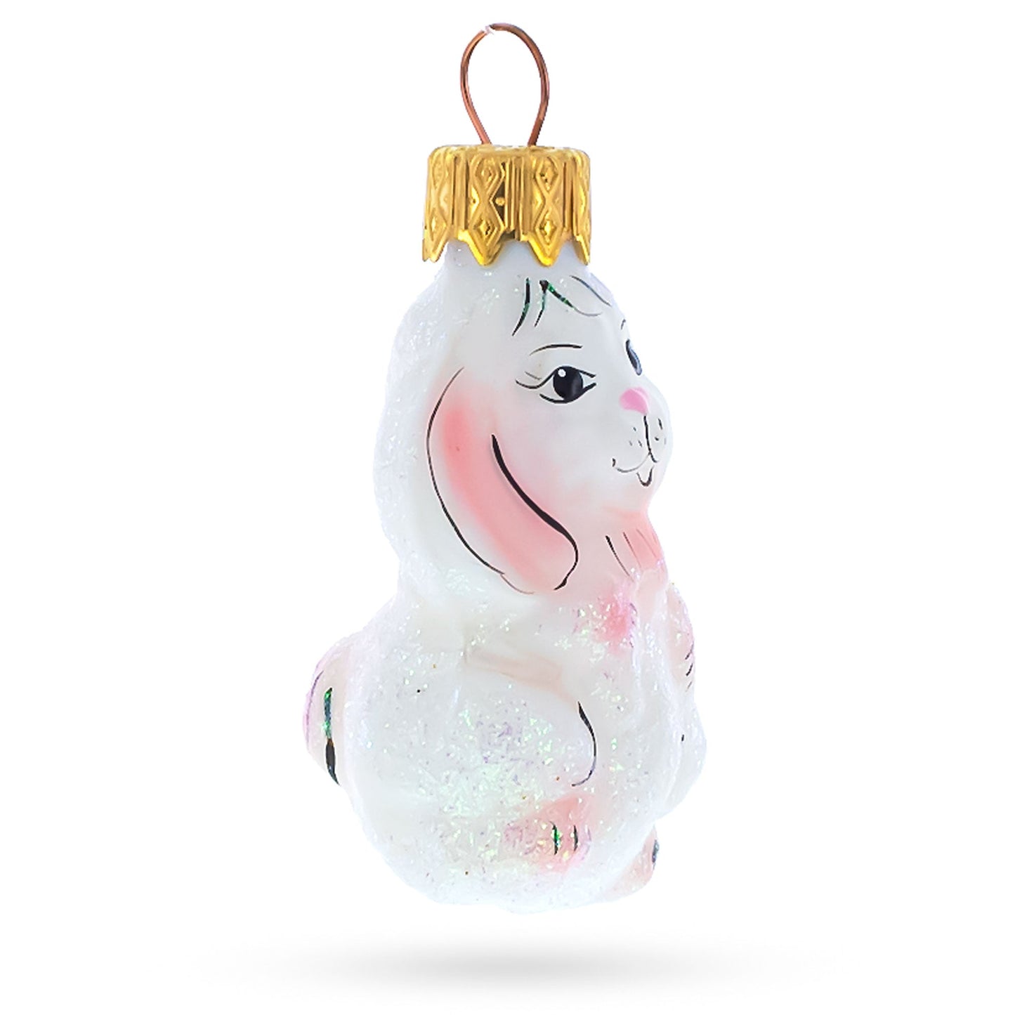 Sweet Lop Ear Bunny Glass Christmas Ornament