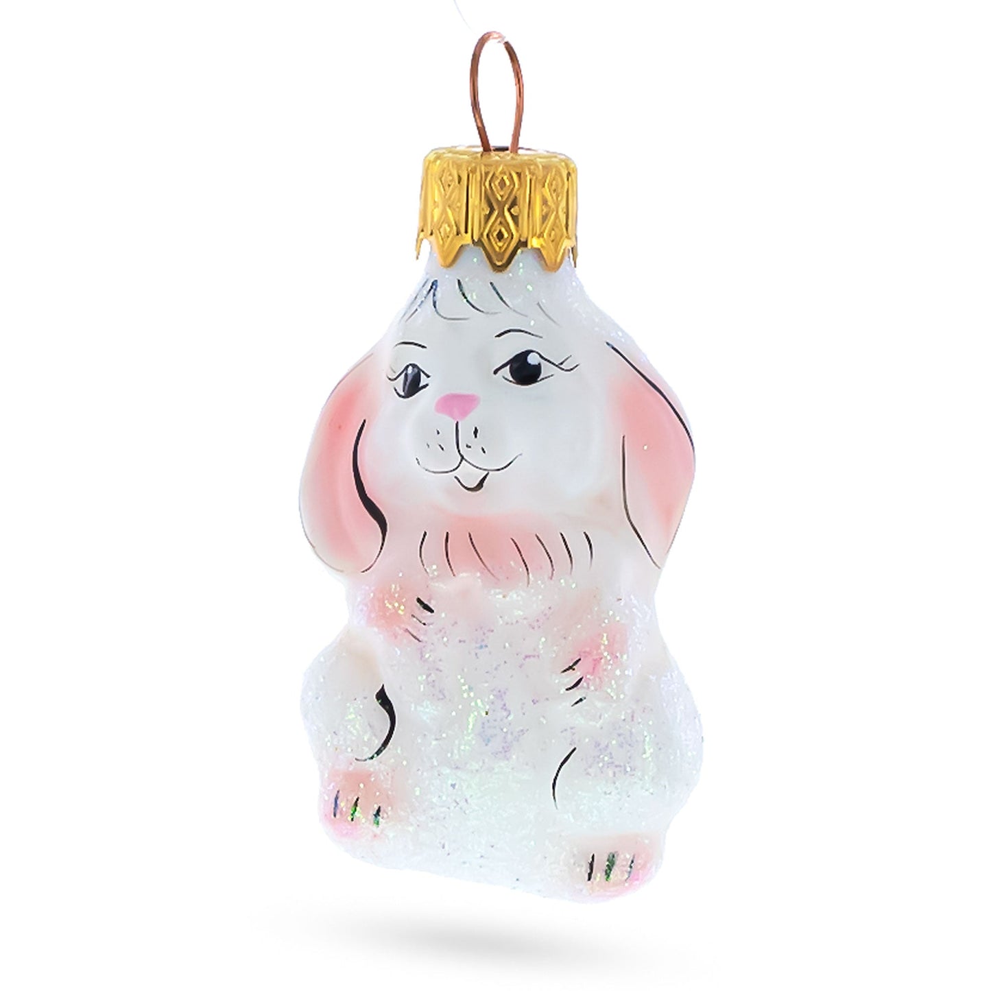 Sweet Lop Ear Bunny Glass Christmas Ornament