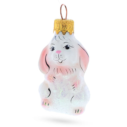 Sweet Lop Ear Bunny Glass Christmas Ornament