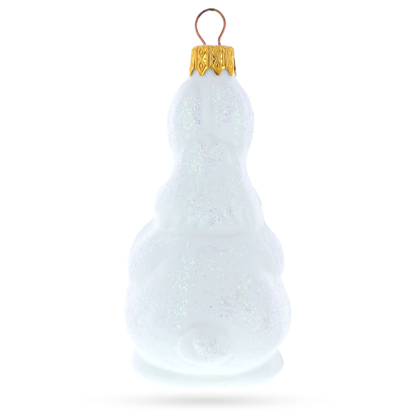 White Bunny with Timepiece Motif Glass Christmas Ornament