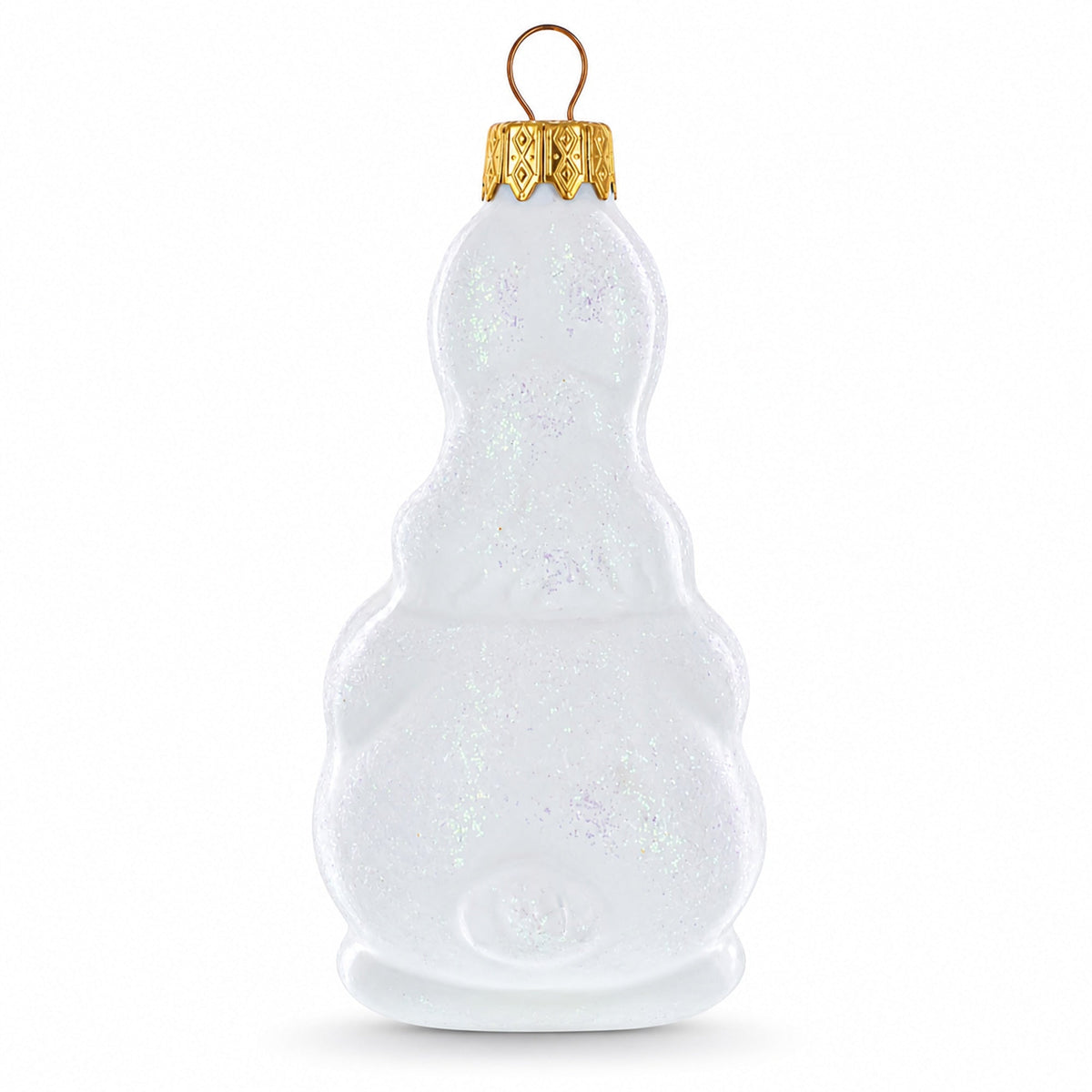 White Bunny with Timepiece Motif Glass Christmas Ornament