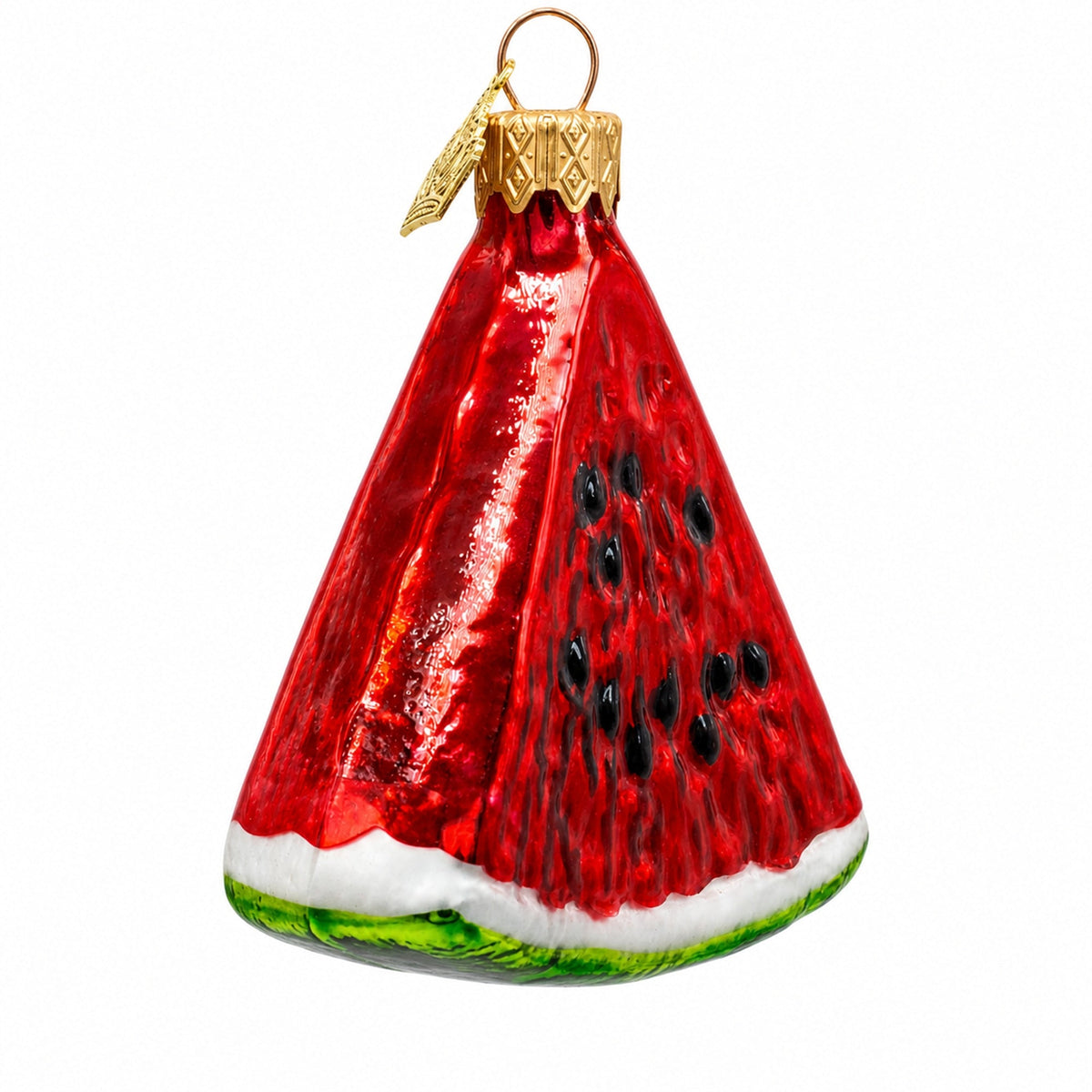 Juicy Watermelon Slice with Black Seed Glass Christmas Ornament