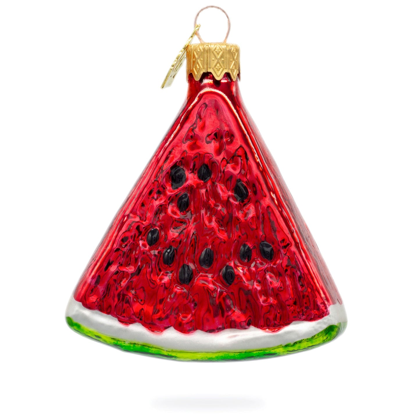 Juicy Watermelon Slice with Black Seed Glass Christmas Ornament