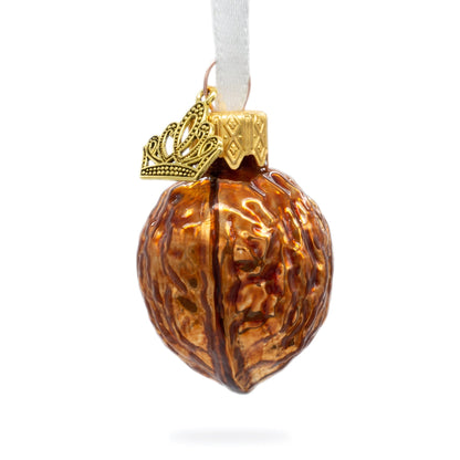 Realistic Walnut with Textured Shell Glass Christmas Ornament