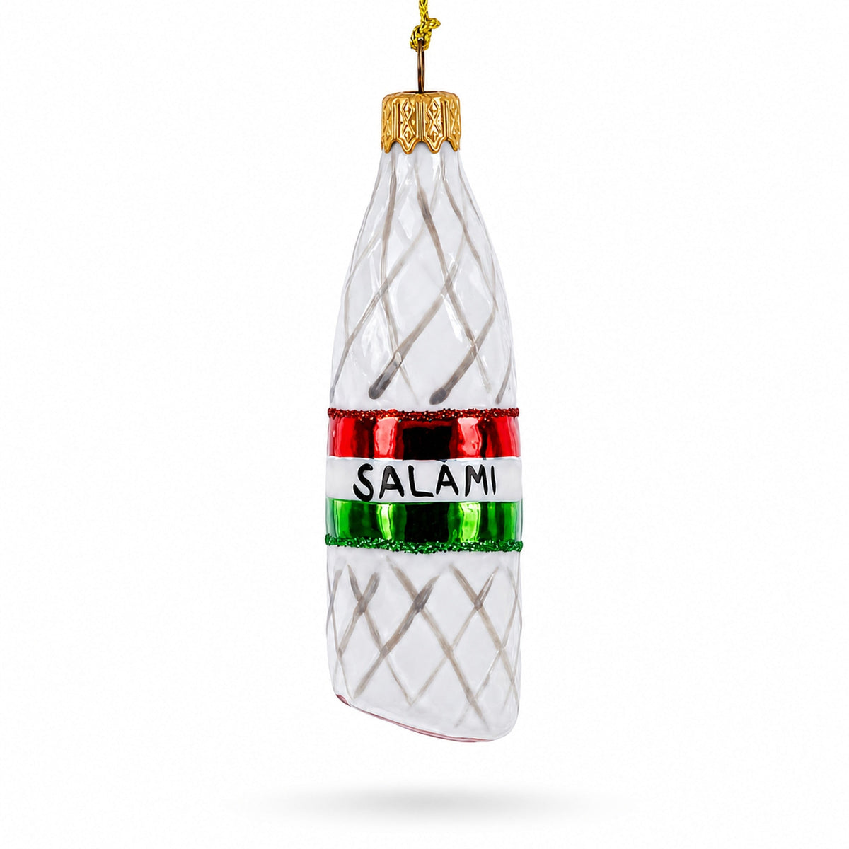 Deli Style Salami Sausage Glass Christmas Ornament