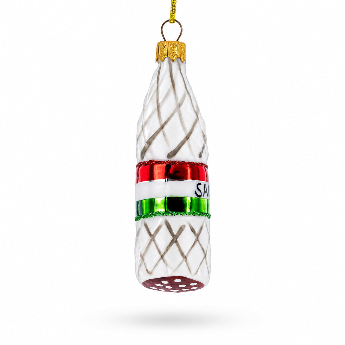 Deli Style Salami Sausage Glass Christmas Ornament