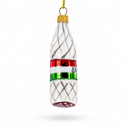 Deli Style Salami Sausage Glass Christmas Ornament