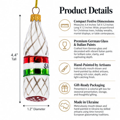 Deli Style Salami Sausage Glass Christmas Ornament