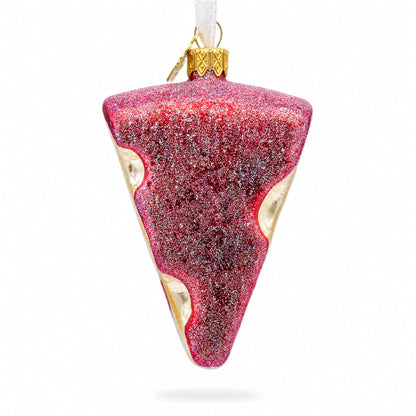Swiss Cheese Wedge with Hole Details Glass Christmas Ornament