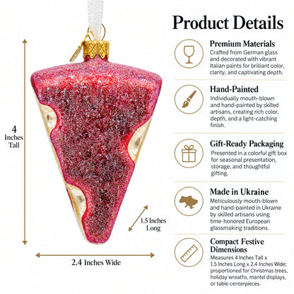 Swiss Cheese Wedge with Hole Details Glass Christmas Ornament
