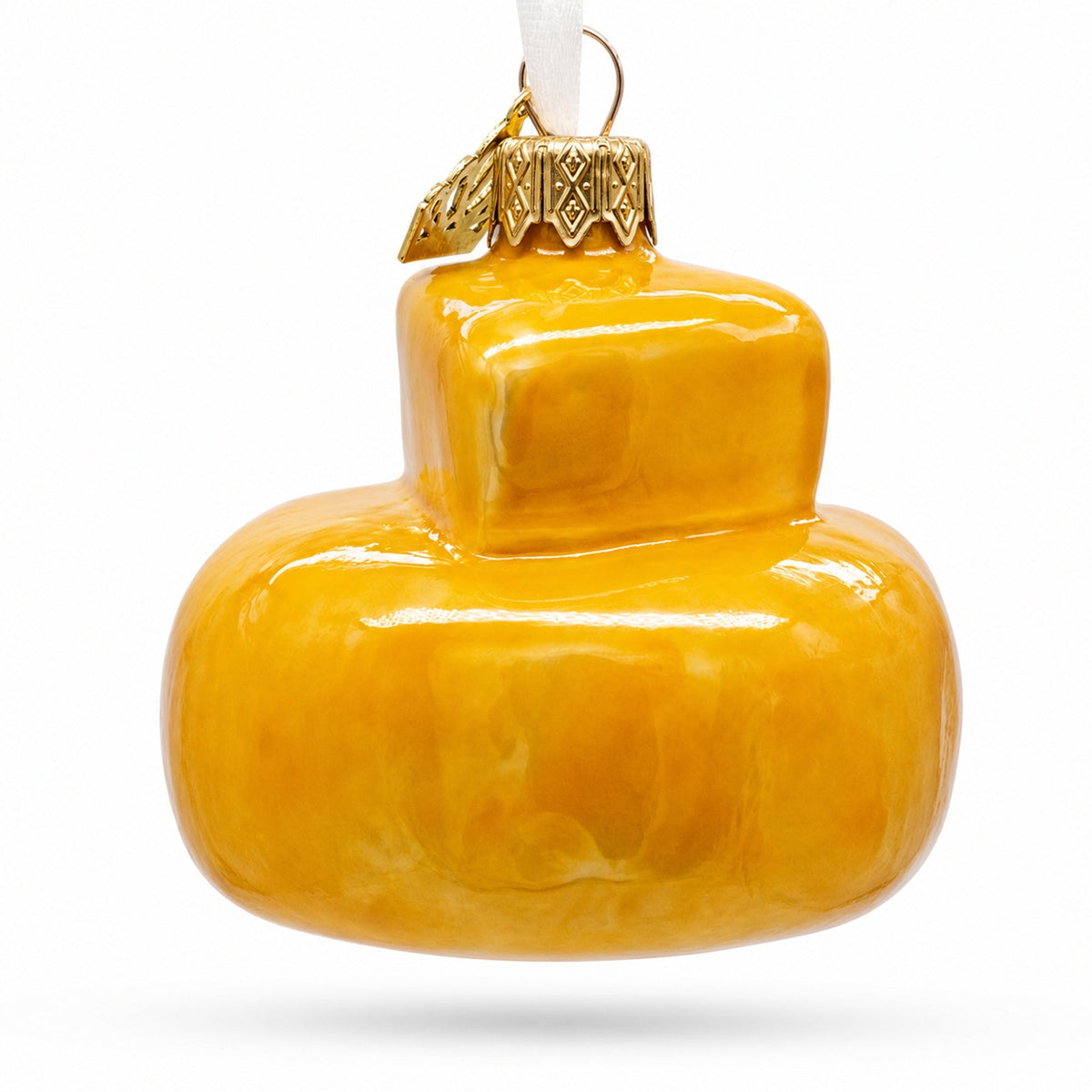 Gourmet Cheese Wheel Glass Christmas Ornament