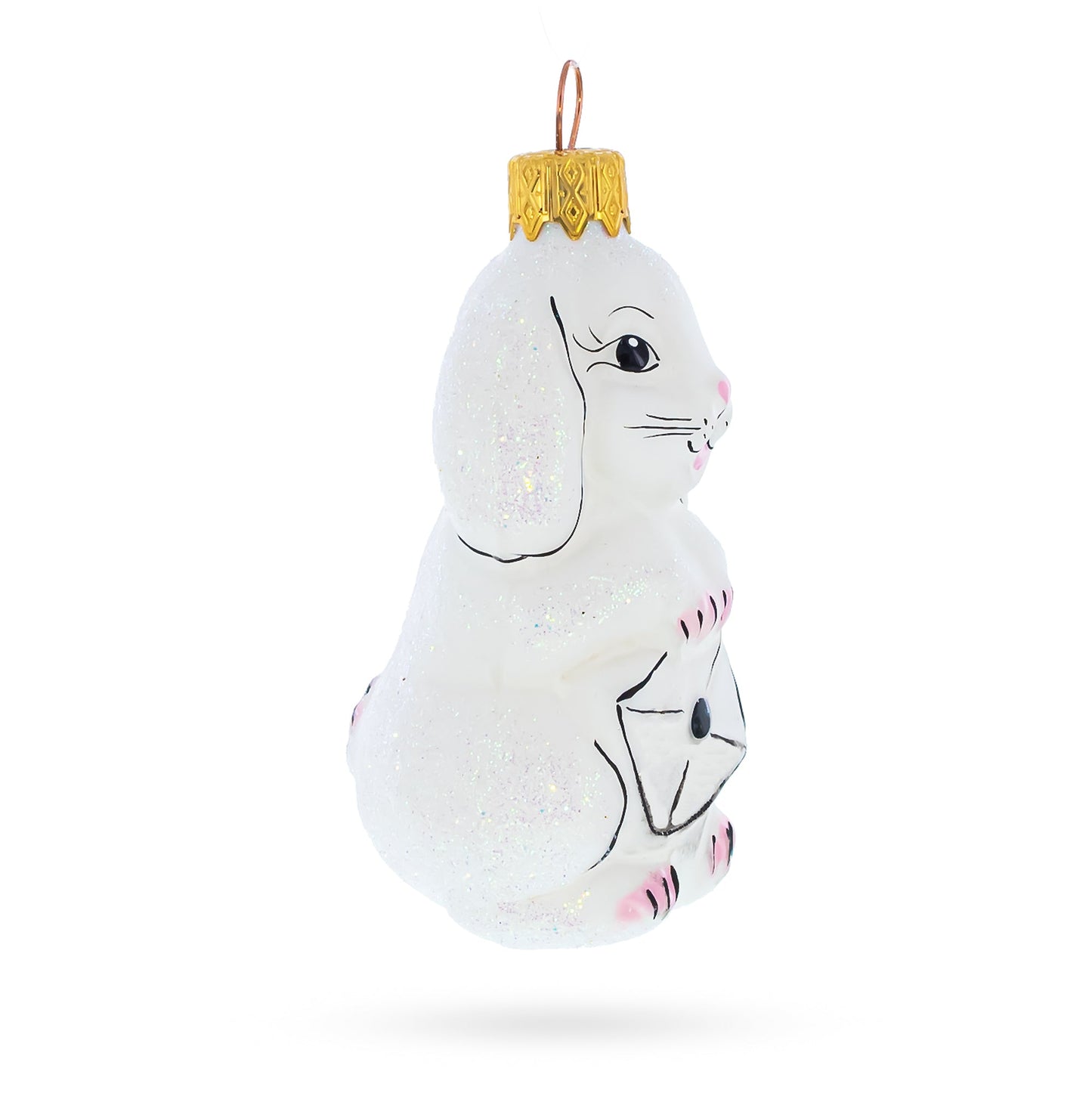 Whimsical Bunny Messenger with Envelope Glass Ornaments