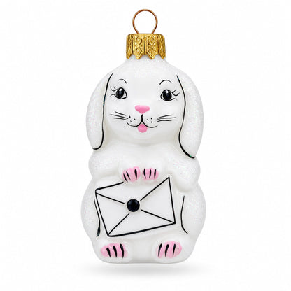 Whimsical Bunny Messenger with Envelope Glass Ornaments