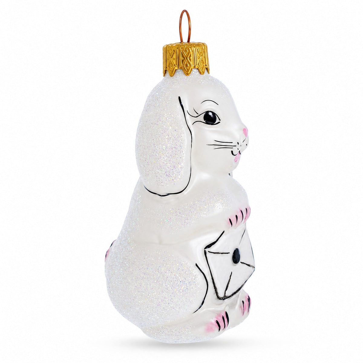 Whimsical Bunny Messenger with Envelope Glass Ornaments