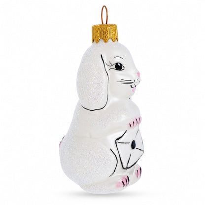 Whimsical Bunny Messenger with Envelope Glass Ornaments