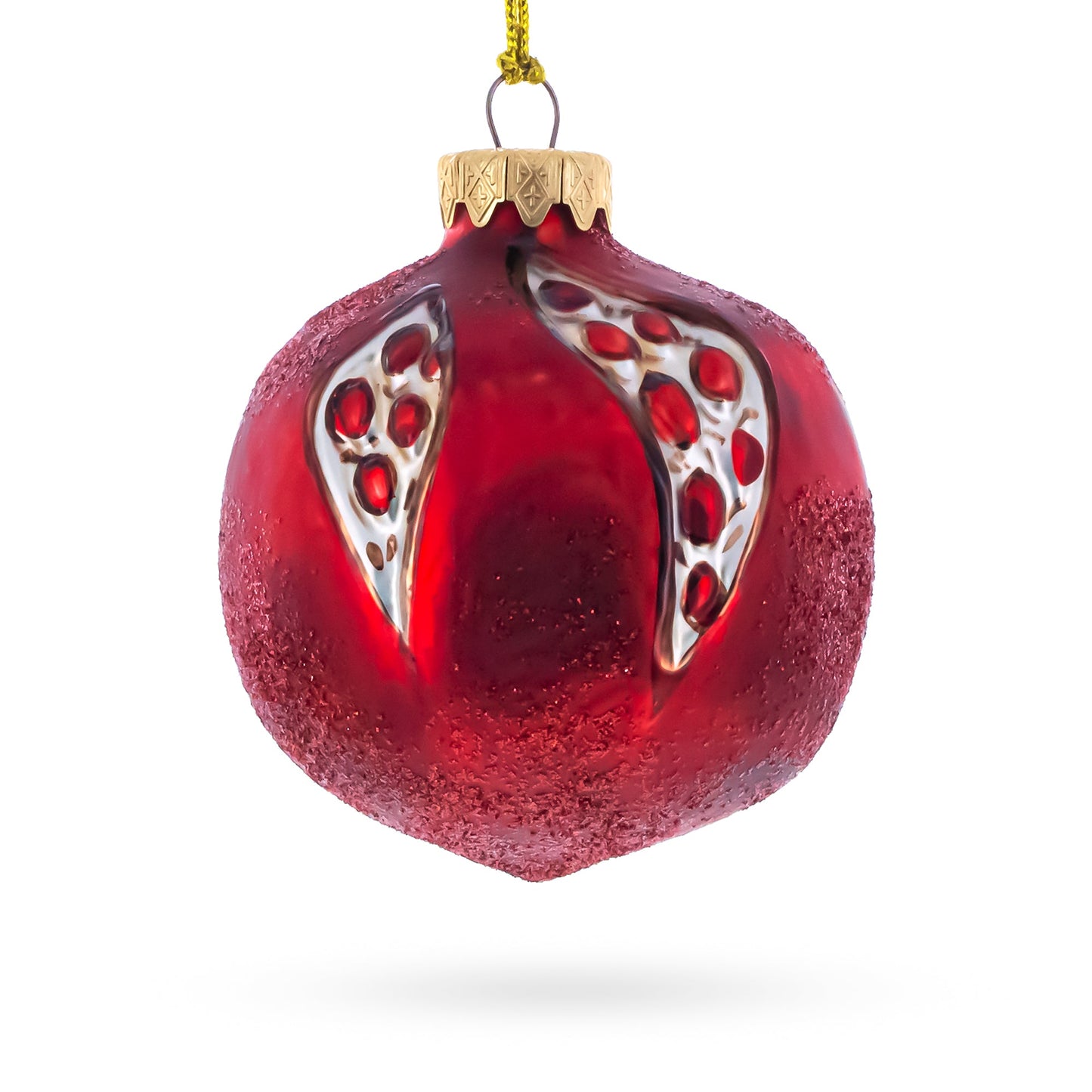 Pomegranate with Cut Open Seed Details Glass Christmas Ornament