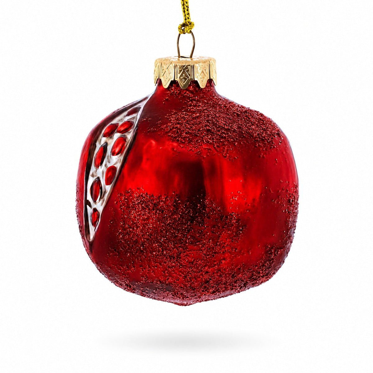 Pomegranate with Cut Open Seed Details Glass Christmas Ornament