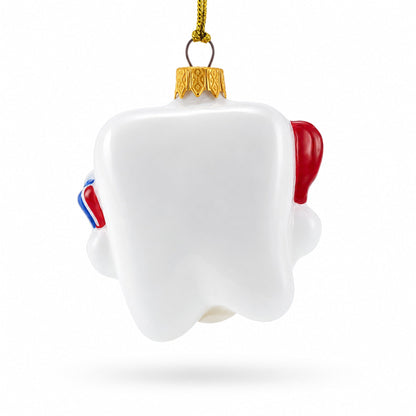 Smiling Tooth with Toothbrush and Toothpaste Dental Glass Christmas Ornament