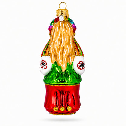 Ukrainian Woman in Traditional Folk Dress Glass Christmas Ornament