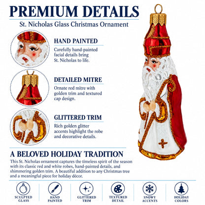 St. Nicholas Santa Glass Christmas Ornament Figurine