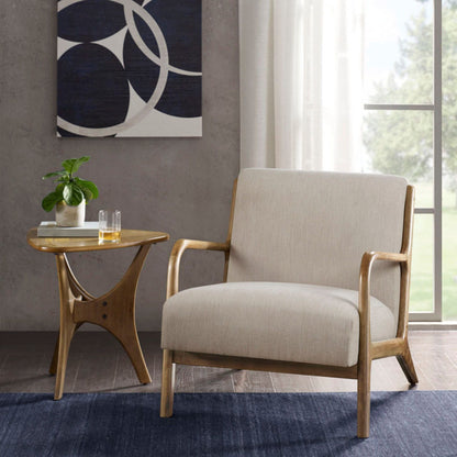 Mid-Century Style Lounge Chair With Upholstered Seat